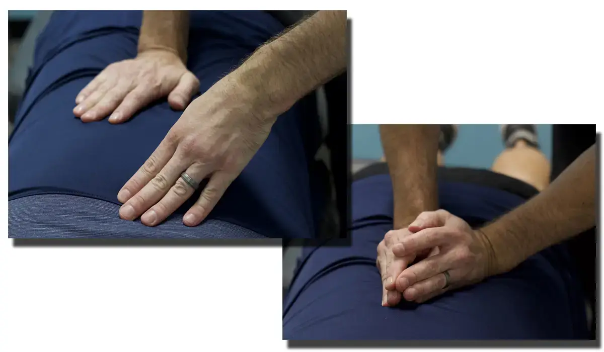 Spinal adjustment on lower back and mid-back.